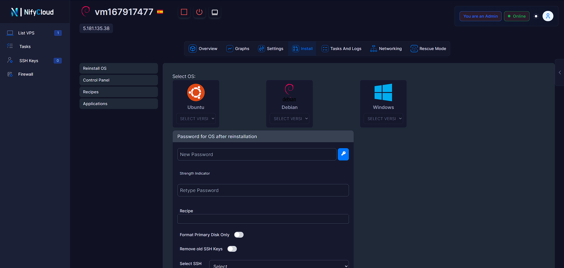 Virtualizor Control Panel